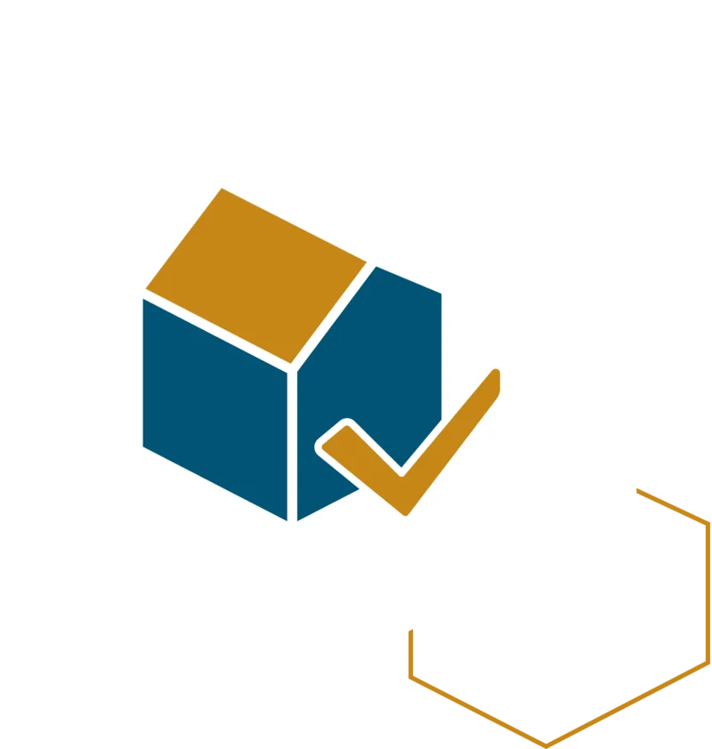 Bildmarke der Hauswirtschaft-Onlineakademie, ein blaues Haus mit einem goldenen Dach